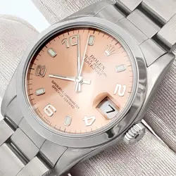 ROLEX DATEJUST MIDSIZE SALMON INDEX ARABIC STEEL 31MM WATCH 78240