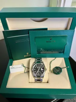 ROLEX DATEJUST 36 BLACK 126200 OYSTER STEEL BOX PAPERS 2022 MINT CONDITION