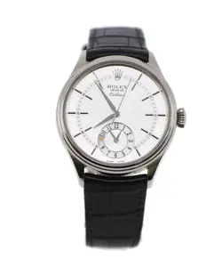 ROLEX CELLINI DUAL TIME 18K WHITE GOLD WATCH 50529