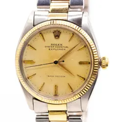 ROLEX AIR KING EXPLORER 1 11/32IN REF.5501 STEEL YELLOW GOLD AUTOMATIC PLEXI U =