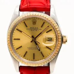 ROLEX DATEJUST 1 11/32IN REF.15053 18K YELLOW GOLD STAINLESS AUTOMATIC CROCO