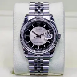 ROLEX DATEJUST 36MM 116200 TUXEDO DIAL SUPER JUBILEE BRACELET FULL SET 2015 NM