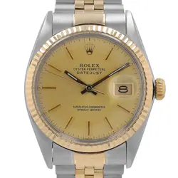 ROLEX DATEJUST MENS WATCH 16013 TWO-TONE 18KY & SS CHAMPAGNE DIAL JUBILEE 36MM