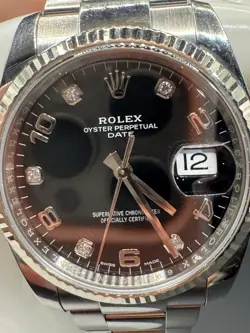 ROLEX 18K WHITE GOLD & DIAMOND MIDSIZE DATE WATCH 34MM ALL ORIGINAL BOX & PAPERS