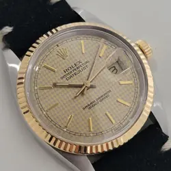 ROLEX OYSTER DATEJUST 16013 1980S QUICKSET 36MM MENS AUTO 18K SS SWISS RA399