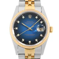 ROLEX DATEJUST 10P DIAMOND 16233G BLUE GRADATION S NUMBER SECOND HAND MENS