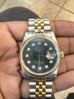 ROLEX 36MM DATEJUST 18K GOLD STEEL DIAMOND DIAL 2-TONE WATCH