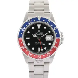 ROLEX MEN GMT-MASTER II 16710 STEEL 40MM RED/BLUE PEPSI INSERT BEZEL BLACK DIAL