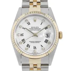 ROLEX DATEJUST 10P DIAMOND 16233G WHITE CENTER ROME W NUMBER SECOND HAND MENS