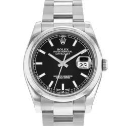 ROLEX DATEJUST 36 116200 BLACK INDEX STAINLESS STEEL OYSTER MENS WATCH 2015