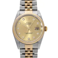 ROLEX DATEJUST 16233G CHAMPAGNE/DIAMOND WATCH 674213