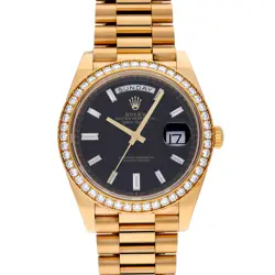 ROLEX DAY-DATE 40 228348RBR BRIGHT BLACK/DIAMOND WATCH 673717