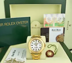 ROLEX - 40MM 18KT GOLD YACHTMASTER WHITE INDEX DIAL 16628 - SANT BLANC