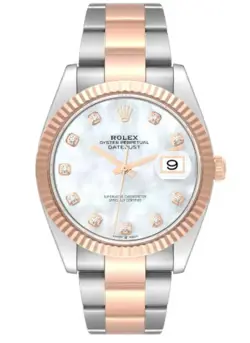 ROLEX DATEJUST 126331 18K ROSE OYSTER FACTORY DIAMOND MOP DIAL MEN'S WATCH 41MM