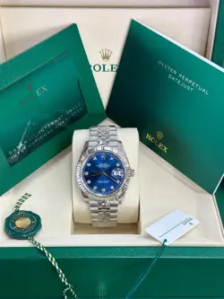 ROLEX STEEL & WHITE GOLD  DATEJUST 41 MM - FLUTED BEZEL - BLUE DIAMOND DIAL.
