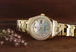 ROLEX DAY-DATE MASTERPIECE 39MM, MOTHER OF PEARL DIAMOND DIAL,YELLOW GOLD, 18948