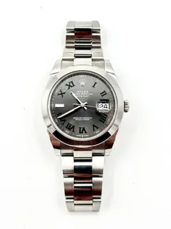 2022 ROLEX DATEJUST 41MM 126300 STEEL WIMBLEDON SLATE ROMAN BOX AND PAPERS