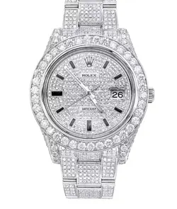 LUXURIOUS DIAMOND 41MM ROLEX DATEJUST WATCH WITH DIAMOND BEZEL 25 CT.