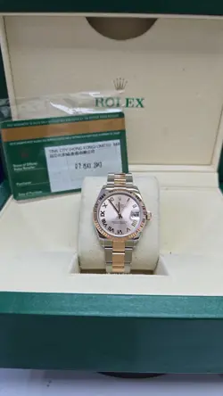 ROLEX DATEJUST 178271 18K ROSE GOLD/STEEL PINK ROMAN DIAL LADIES 31MM BOX CARD