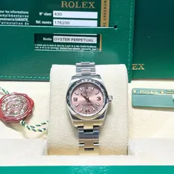 ROLEX 176200 OYSTER PERPETUAL 26MM SMOOTH BEZEL PINK ROMAN DIAL OYSTER 2007