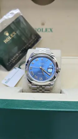 ROLEX DATEJUST 126300 SILVER JUBILEE BRACELET WITH SILVER BEZEL BOX & CARD