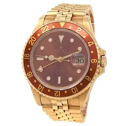 ROLEX GMT-MASTER II ROOTBEER 18K YELLOW GOLD JUBILEE AUTO BROWN MENS WATCH 16718