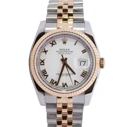 ROLEX DATEJUST 36MM WHITE DIAL WATCH 116233 YG