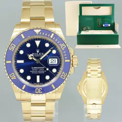 2023 NEW PAPERS ROLEX SUNBURST BLUE CERAMIC 126618 YELLOW GOLD WATCH