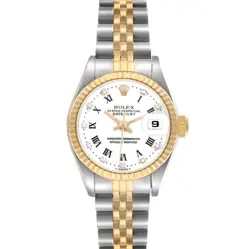 ROLEX DATEJUST STEEL YELLOW GOLD ROMAN DIAL LADIES WATCH 69173 BOX PAPERS