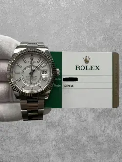ROLEX SKY-DWELLER 326934 WITH CARD WHITE GOLD STAINLESS OYSTER BRACELET 42MM