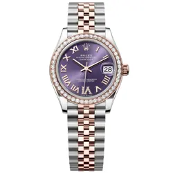ROLEX DATEJUST 31MM MIDSIZE STEEL ROSE GOLD PURPLE DIAMOND JUBLIEE WATCH 278381