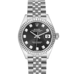 ROLEX DATEJUST STEEL WHITE GOLD SLATE DIAMOND DIAL LADIES WATCH 279174 BOX CARD