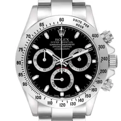 ROLEX DAYTONA COSMOGRAPH BLACK DIAL STEEL MENS WATCH 116520 BOX PAPERS