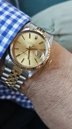 VINTAGE ROLEX DATEJUST 16013 CHAMPAGNE DIAL MEN'S AUTOMATIC WATCH 1982