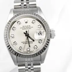 ROLEX DATEJUST 10P DIAMOND SILVER DIAL SSXK18WG K18XSS WOMEN WATCHES WATCH