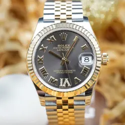 ROLEX DATEJUST 31 TWO-TONE GOLD STEEL GREY - DIAMOND FLUTED JUBILEE 278273 FULL