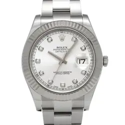 ROLEX DATEJUSTII 116334G SILVER/DIAMOND WATCH 674877