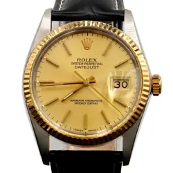 ROLEX DATEJUST 16013 MENS STAINLESS STEEL 18K GOLD WATCH GOLD CHAMPAGNE DIAL