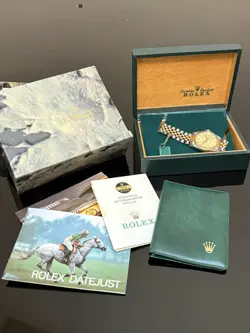 ROLEX DATEJUST WATCH 16013 MENS 18K GOLD STAINLESS STEEL JUBILEE BAND ORIG BOX