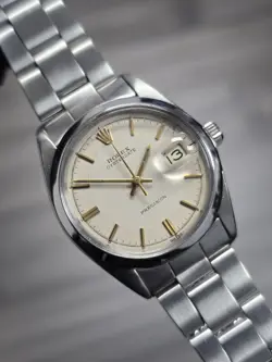 ROLEX OYSTERDATE 6694 SILVER OYSTER BRACELET WITH SILVER BEZEL W/ BOX