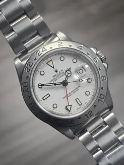 ROLEX EXPLORER POLAR 1993 16570 SILVER OYSTER BRACELET WITH SILVER BEZEL W/ BOX