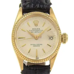 ROLEX 6517 CAL.1130 OYSTER PERPETUAL WATCHES SILVERDIAL K18 YELLOW GOLD/EM...