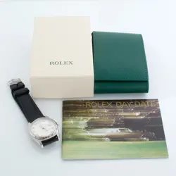 ROLEX 18239 WHITE GOLD  DAY-DATE FACTORY SILVER DIAMOND DIAL WATCH BOX & BOOK