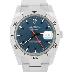 ROLEX DATEJUST TURN-O-GRAPH THUNDERBIRD BLUE RED STAINLESS STEEL 18K 116264 BOX