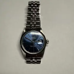 ROLEX OYSTER PERPETUAL DATEJUST 1601 - BLUE FLUTED DIAL - MENS WATCH-36MM