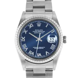 ROLEX DATEJUST 36, 16220, STEEL, BLUE ROMAN DIAL, OYSTER BRACELET, WATCH ONLY