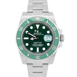 NOS STICKERED ROLEX SUBMARINER DATE HULK GREEN STAINLESS 40MM 116610 LV BOX