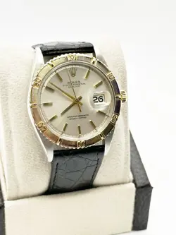 ROLEX DATEJUST 1625 TURN O GRAPH THUNDERBIRD 18K YELLOW GOLD LEATHER STRAP 36MM