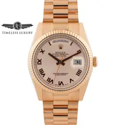 ROLEX DAY-DATE 118235 18K ROSE GOLD 36MM PINK ROMAN DIAL MINT W/ BOX & PAPERS