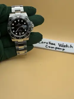 2011 ROLEX GMT-MASTER II 116710LN SILVER OYSTER BRACELET WITH BLACK BEZEL